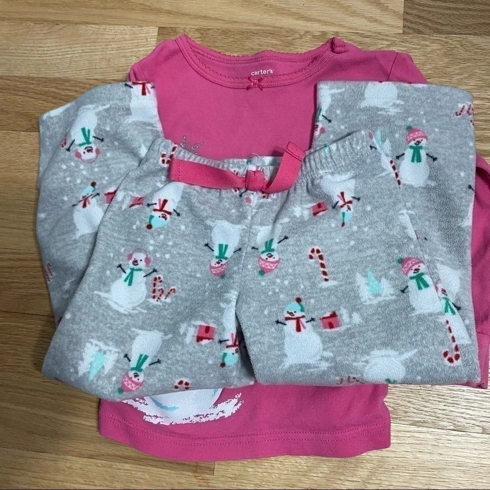 3T Fleece Pajama Set Bundle Carter’s Snow Man Dream Girl